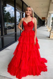 Straps Blue Appliques Tiered Ruffle Long Formal HZ0307