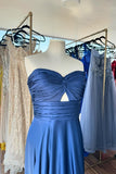 Keyhole Navy Blue Sweetheart A-line Long Formal HZ0307
