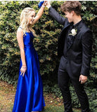 LTP0842,Elegant Backless Royal Blue Long Prom Dress Blue Satin Evening HZ0307