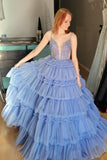 Straps Tulle Ruffle Long Formal HZ0307