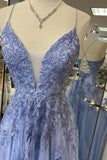 Royal Blue Appliques A-line Long Formal HZ0307