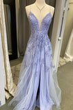 Royal Blue Appliques A-line Long Formal HZ0307