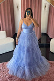 Straps Periwinkle Tulle Tiered Ruffles Formal HZ0307