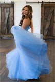 LTP0845,Sky blue prom dresses sweetheart tulle evening dresses sleeveless formal HZ0307