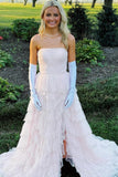Strapless Black Tulle Tiered Prom HZ0307