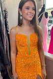 Yellow Sequin Mermaid Long Formal HZ0307