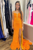 Yellow Sequin Mermaid Long Formal HZ0307