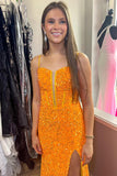 Yellow Sequin Mermaid Long Formal HZ0307