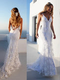 LTP1206,Lace Court Sleeveless Spaghetti Trumpet/Mermaid Straps Train Wedding HZ0307