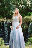 Light Blue Corset A-line Long Prom HZ0307