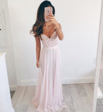 LTP1099,Pink chiffon lace full length prom dresses long evening HZ0307