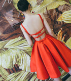 LTP1429,Beautiful Red Satin Short Party Dresses,Backless Homecoming HZ0307