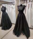 LTP1046,Black tie straps sparkle long prom dress,evening dresses formal HZ0307