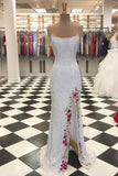 Spaghetti Straps Floral Slit Sequins Long Evening Prom HZ0307