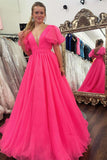 Orange A-line Long Formal Dress with Flutter HZ0307