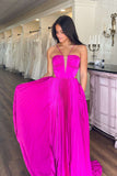 Straps Royal Blue Pleated Long Formal Dress with Bow HZ0307