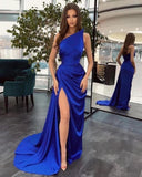 LTP1326,Royal Blue Satin Prom Evening Dresses With Side HZ0307