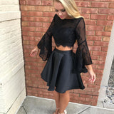 LTP1297,Black Homecoming Dresses,Lace Graduation Dress,Beaded A-Line Hoco HZ0307