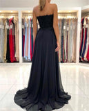 LTP1587,Sweetheart black chiffon applique sheath long prom dresses,black evening HZ0307