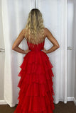 Keyhole Hot Pink Chiffon Ruffle A-line Long Party HZ0307