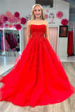 Strapless Light Blue Lace Appliques Long Formal HZ0307