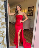 Ruched Teal Blue Satin Mermaid Prom HZ0307