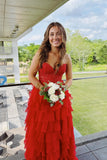 Sweetheart Yellow Lace Tiered Ruffle Prom HZ0307