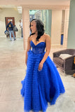 Sweetheart Lace and Tulle Tiered Ruffles Prom HZ0307