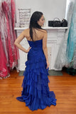 Ruched Yellow Ruffle Fitted Long Prom Dress with HZ0307