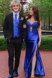 Sweetheart Red Sequin Ruched Satin Long Formal HZ0307