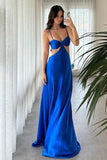Sexy Aqua Bow Front Cutouts Long Maxi HZ0307