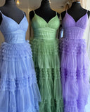 Straps Periwinkle Tulle Tiered Ruffles Formal HZ0307