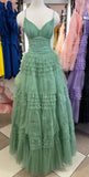 Straps Periwinkle Tulle Tiered Ruffles Formal HZ0307