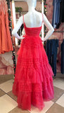 Straps Periwinkle Tulle Tiered Ruffles Formal HZ0307