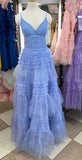 Straps Periwinkle Tulle Tiered Ruffles Formal HZ0307