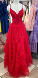Straps Periwinkle Tulle Tiered Ruffles Formal HZ0307