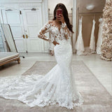 Elegant White Mermaid Appliques Long Wedding HZ0307