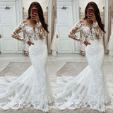 Elegant White Mermaid Appliques Long Wedding HZ0307