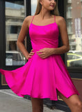 LTP1464,Scoop Homecoming Dresses A Line With Spaghetti Straps Slit Satin Short/Mini HZ0307