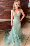 Straps Orange Lace Mermaid Long Formal HZ0307