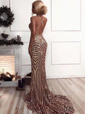 Rose Gold Sequin Mermaid Prom Dresses HZ0307