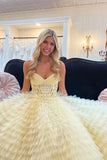 Sweetheart Lace and Tulle Tiered Ruffles Prom HZ0307