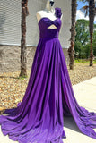 One Shoulder Fuchsia Keyhole A-line Long Prom HZ0307