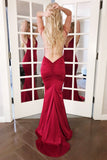 LTP0865,Sexy red prom dresses backless v-neck evening party HZ0307