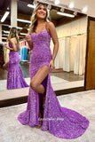 Sparkle V-Neck Sequined Long Formal Prom HZ0307