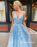 Charming Lace Appliques A-Line Long Evening Party HZ0307