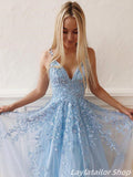 Charming Lace Appliques A-Line Long Evening Party HZ0307