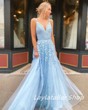 Charming Lace Appliques A-Line Long Evening Party HZ0307