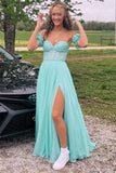 Sweetheart Appliques Chiffon Split Long Evening Prom HZ0307