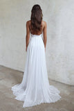 LTP1171,Boho White Beach Wedding Dresses,White Lace Chiffon Wedding HZ0307